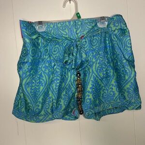 Blue and Green Boho Shorts